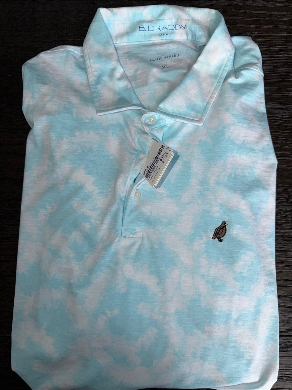 B. Draddy Mint & White Cloud-Pattern Polo Shirt